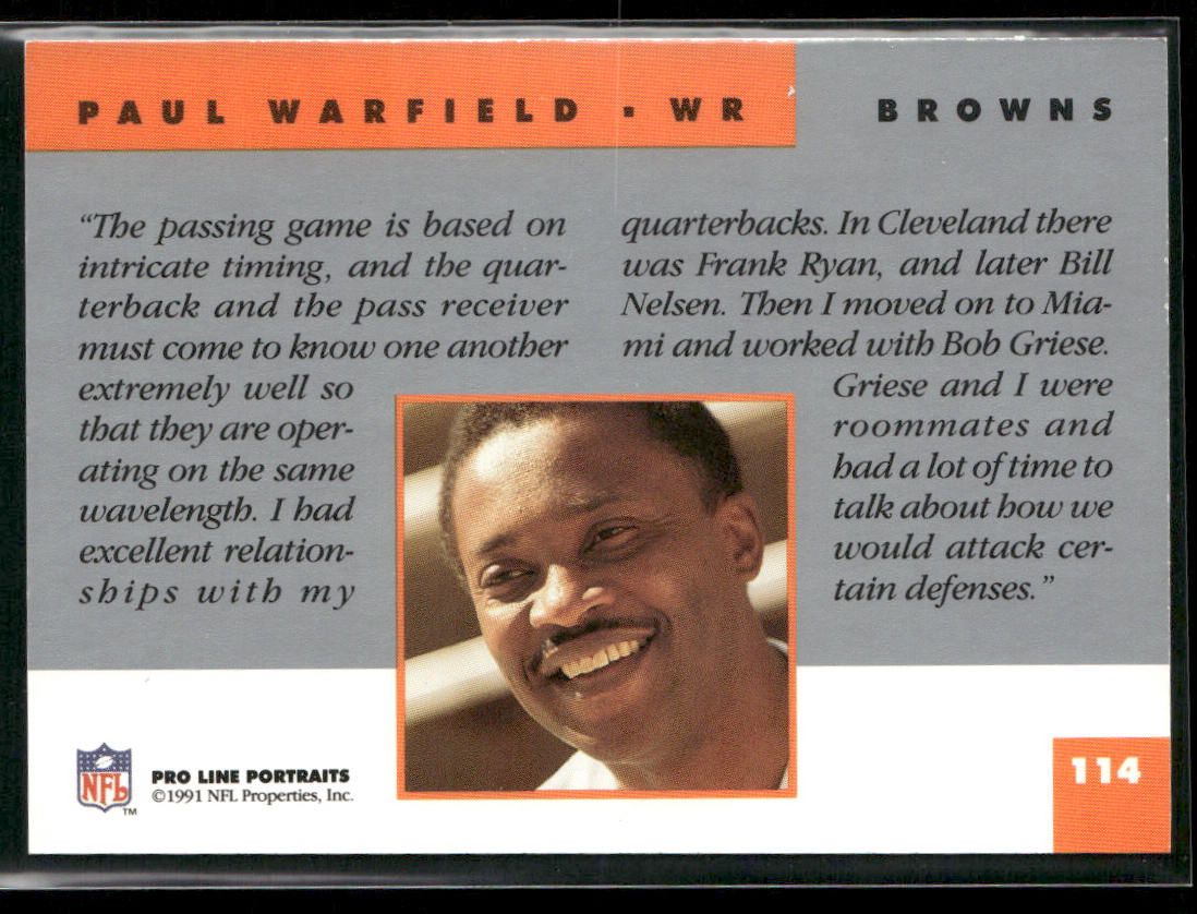 Paul Warfield 1991 Pro Line Portraits #114 Cleveland Browns