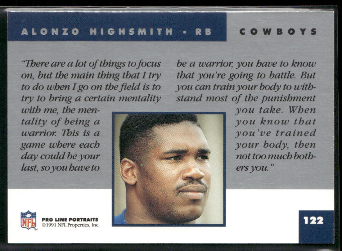 Alonzo Highsmith 1991 Pro Line Portraits #122 Dallas Cowboys