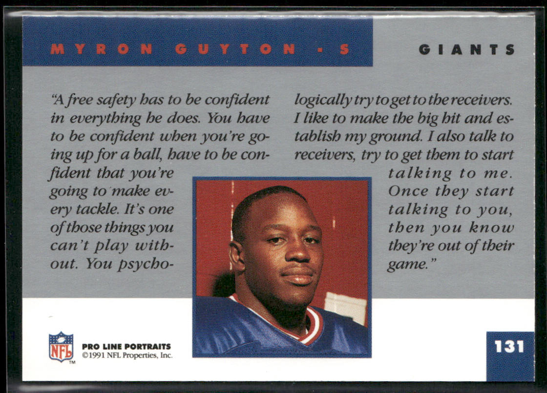 Myron Guyton 1991 Pro Line Portraits #131 New York Giants
