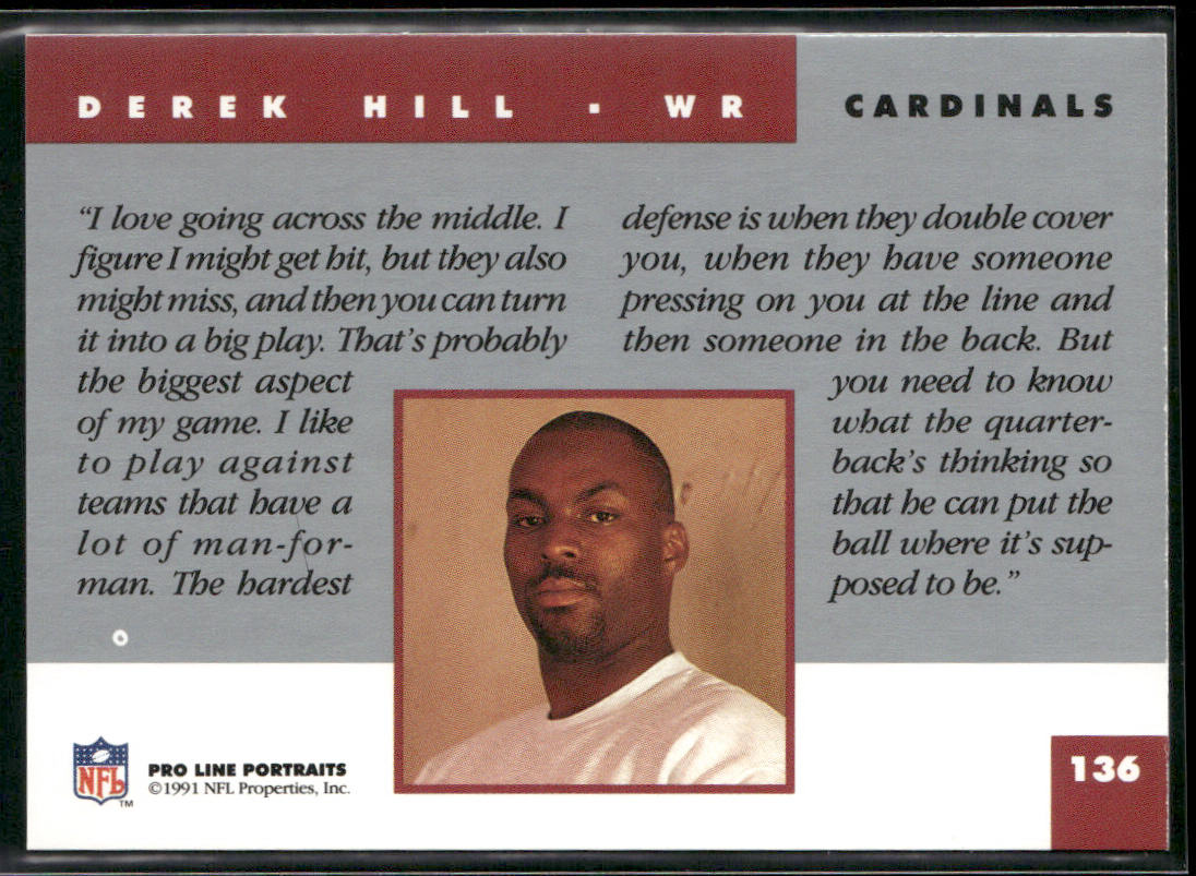 Derek Hill 1991 Pro Line Portraits #136 Phoenix Cardinals