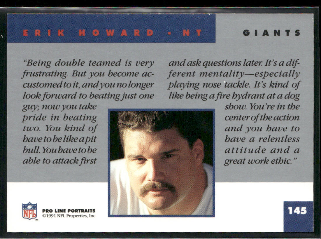 Erik Howard 1991 Pro Line Portraits #145 New York Giants