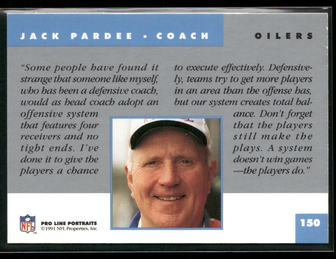 Jack Pardee 1991 Pro Line Portraits #150 Houston Oilers