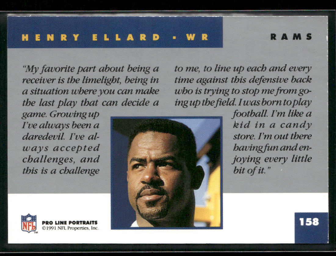 Henry Ellard 1991 Pro Line Portraits #158 Los Angeles Rams