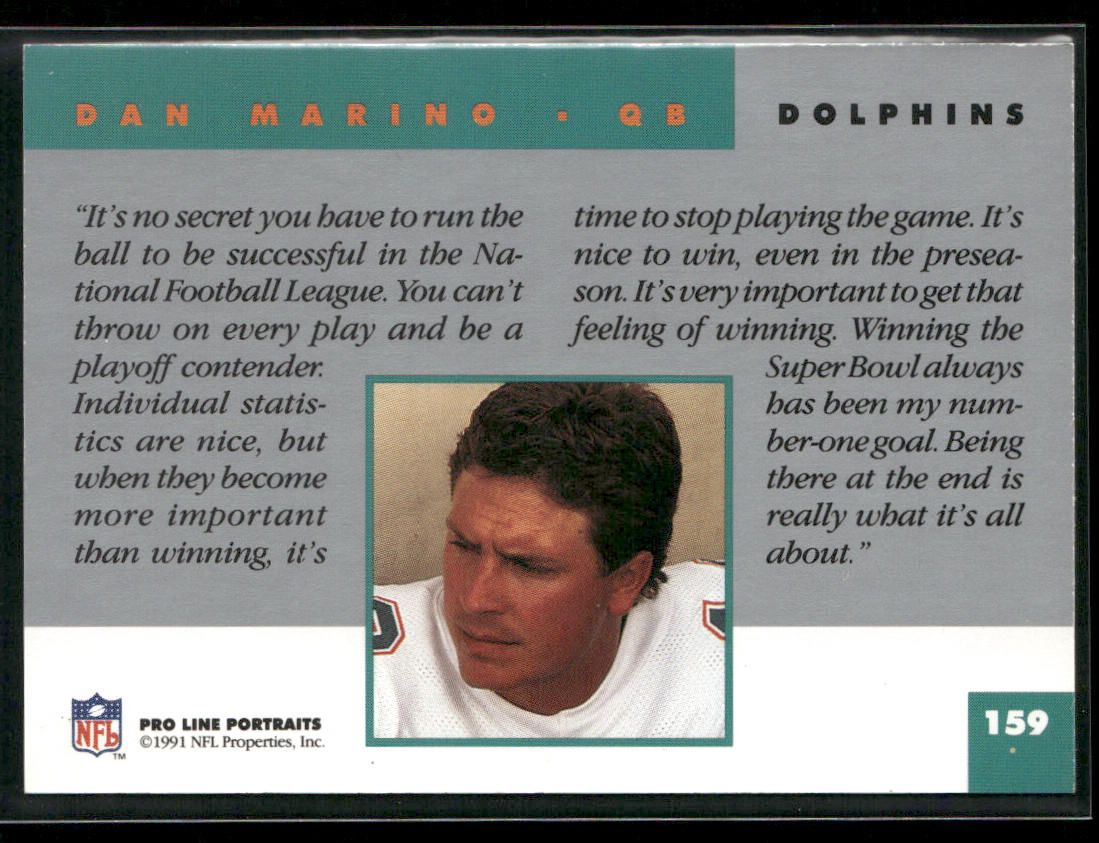 Dan Marino 1991 Pro Line Portraits #159 Miami Dolphins
