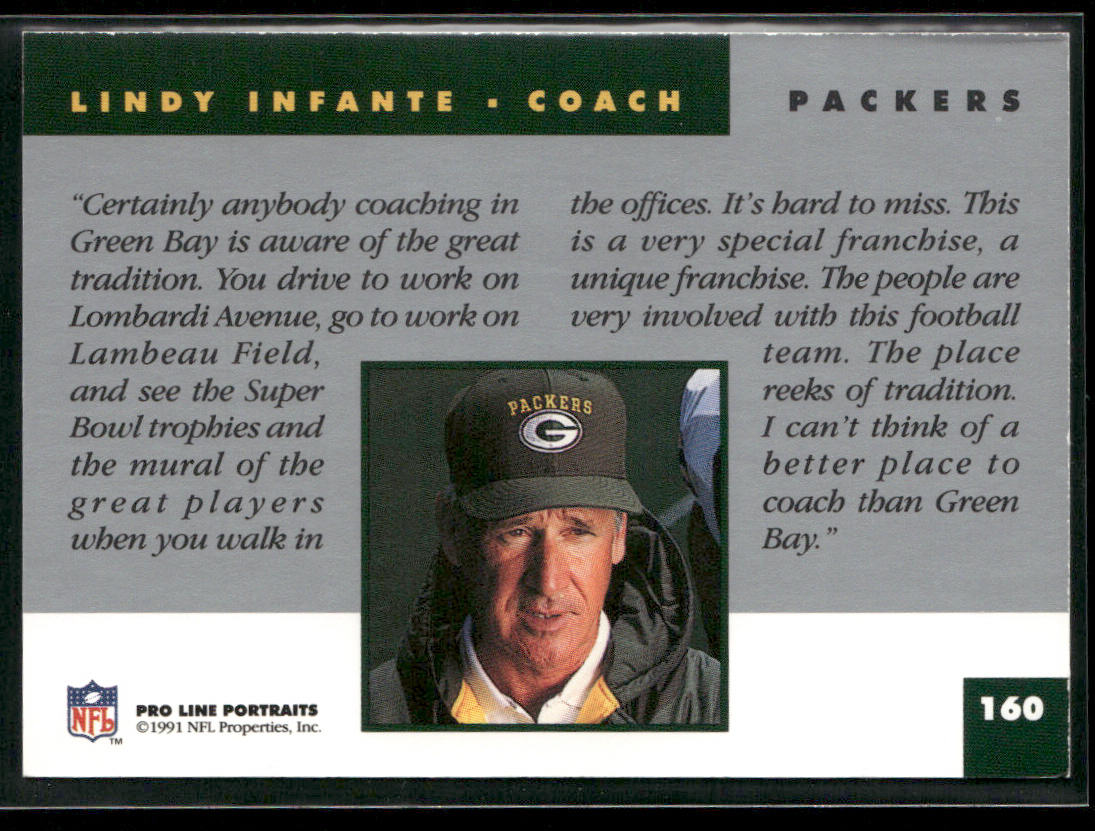 Lindy Infante 1991 Pro Line Portraits #160 Green Bay Packers