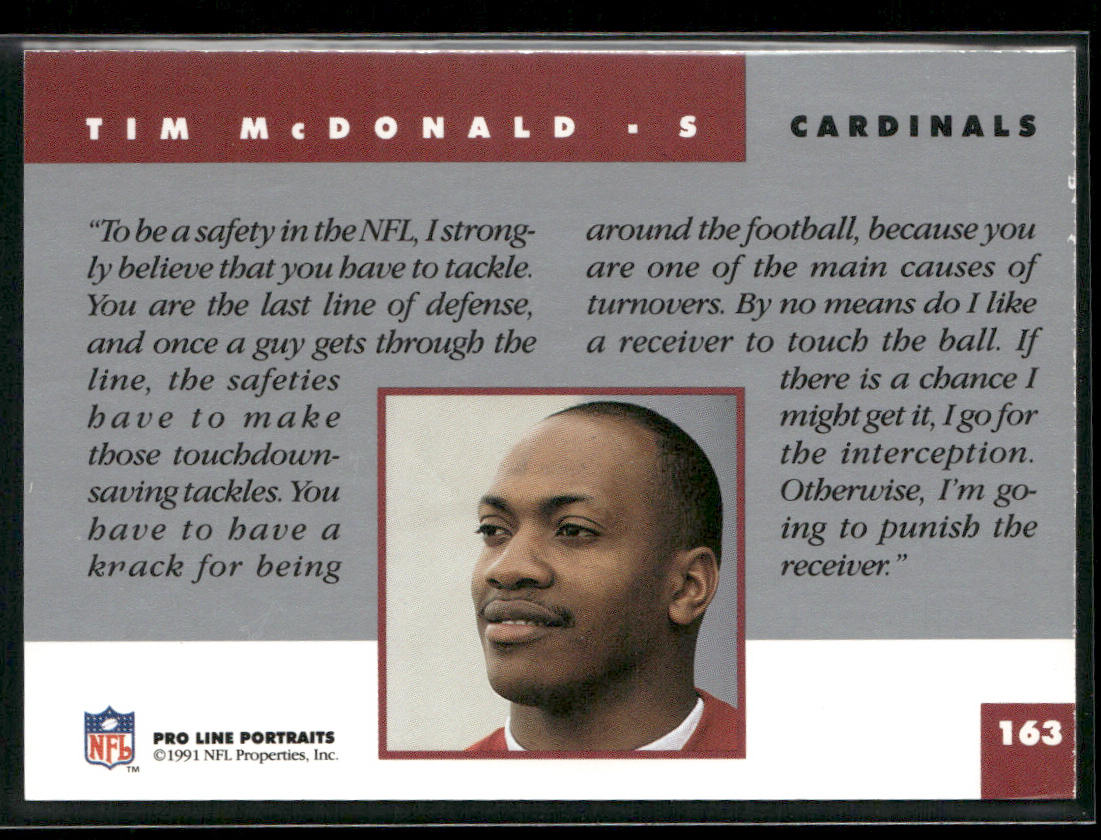 Tim McDonald 1991 Pro Line Portraits #163 Phoenix Cardinals