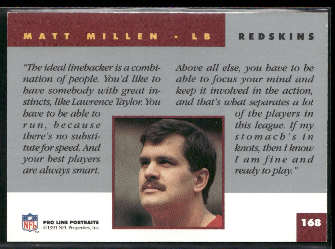Matt Millen 1991 Pro Line Portraits #168 Washington Redskins