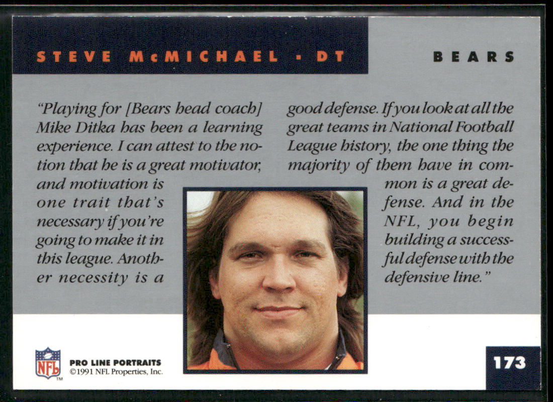 Steve McMichael 1991 Pro Line Portraits #173 Chicago Bears