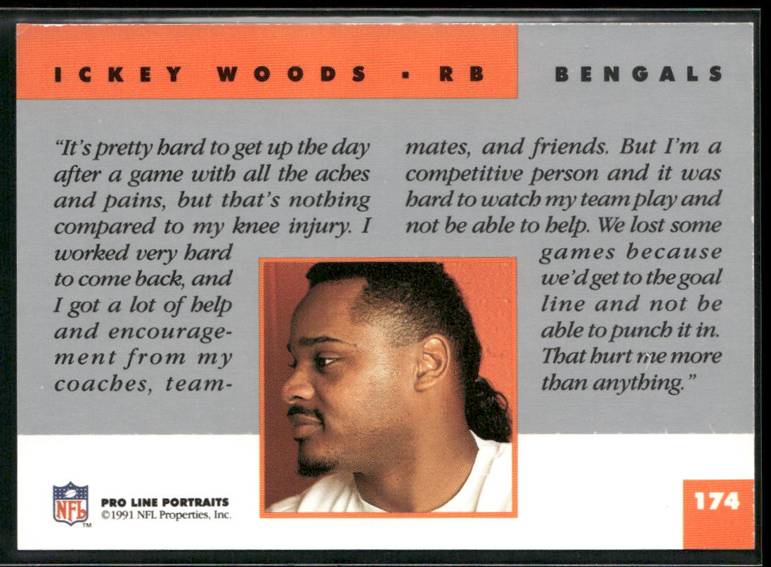 Ickey Woods 1991 Pro Line Portraits #174 Cincinnati Bengals