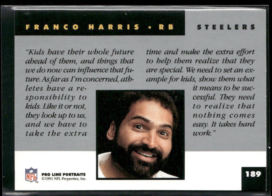 Franco Harris 1991 Pro Line Portraits #189 Pittsburgh Steelers