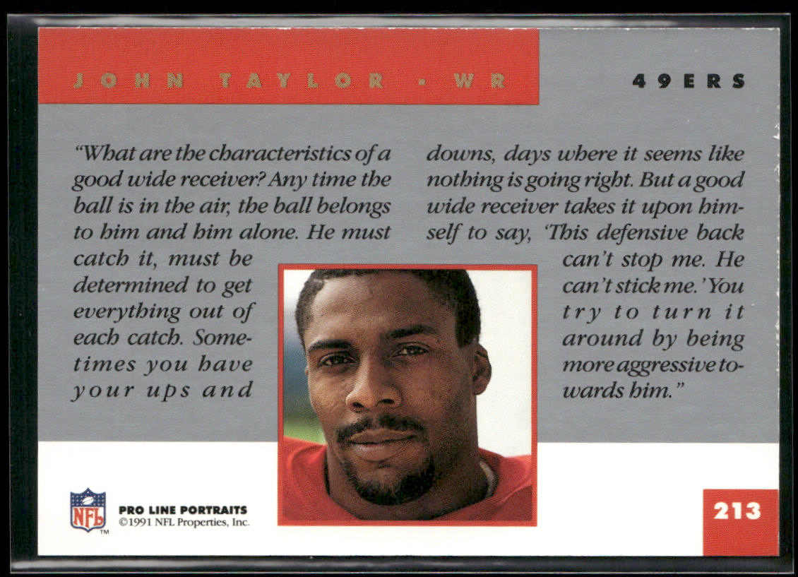 John Taylor 1991 Pro Line Portraits #213 San Francisco 49ers