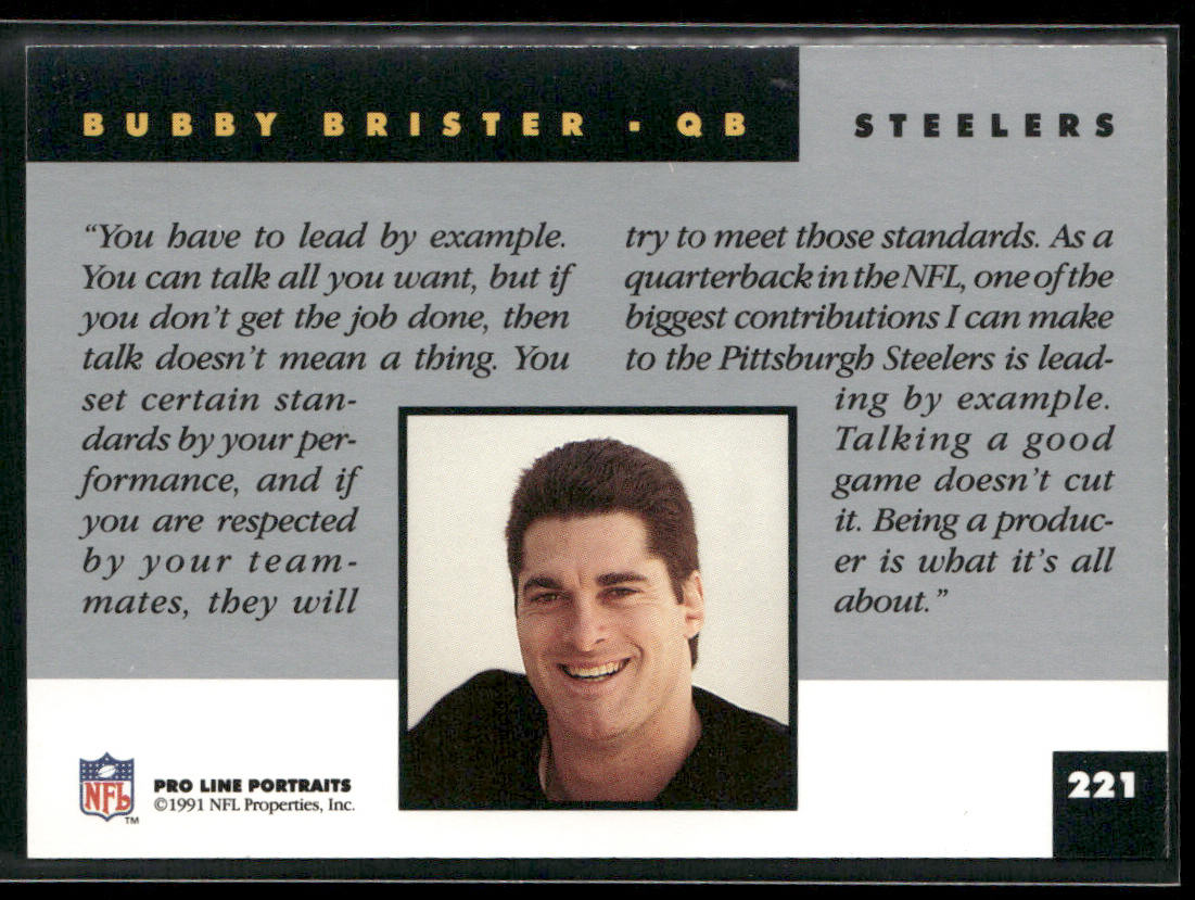Bubby Brister 1991 Pro Line Portraits #221 Pittsburgh Steelers
