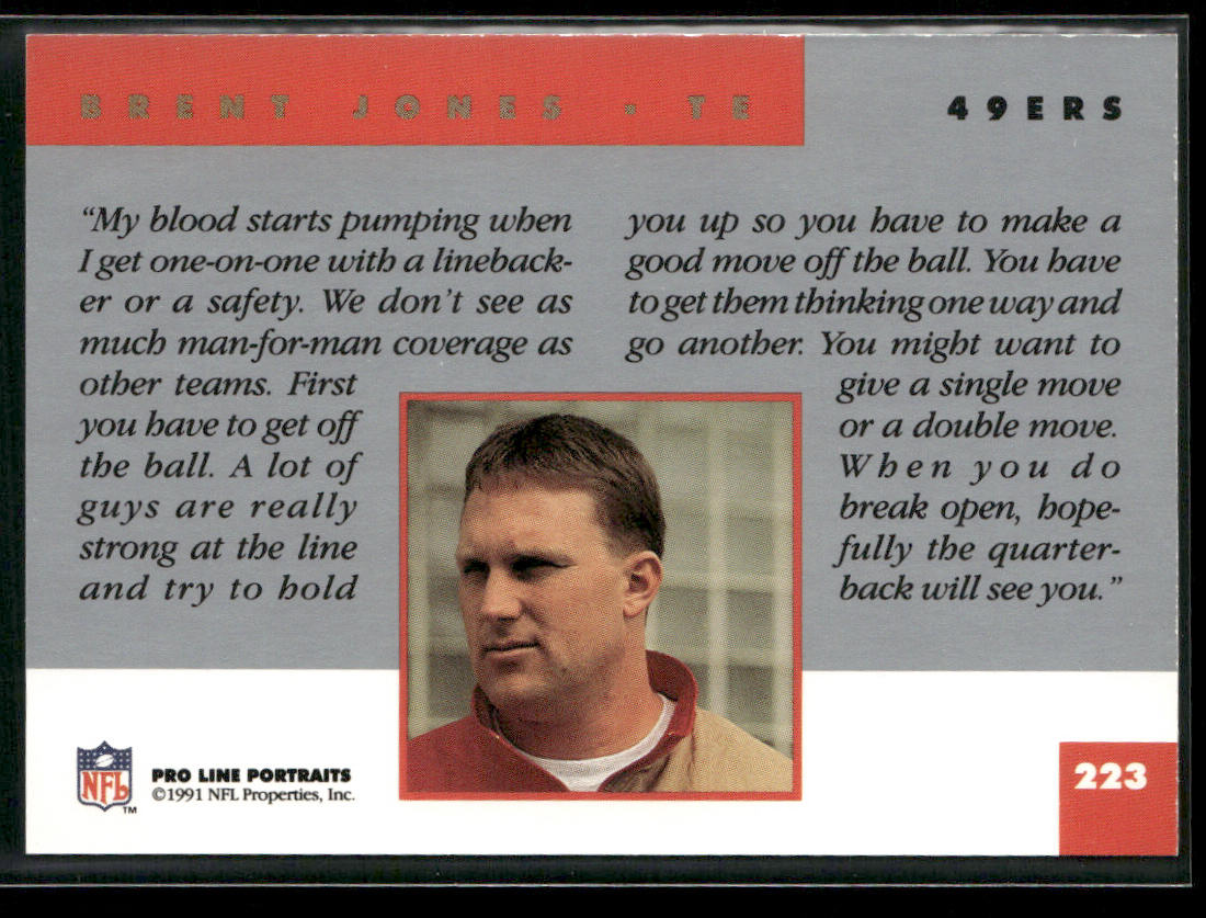 Brent Jones 1991 Pro Line Portraits #223 San Francisco 49ers
