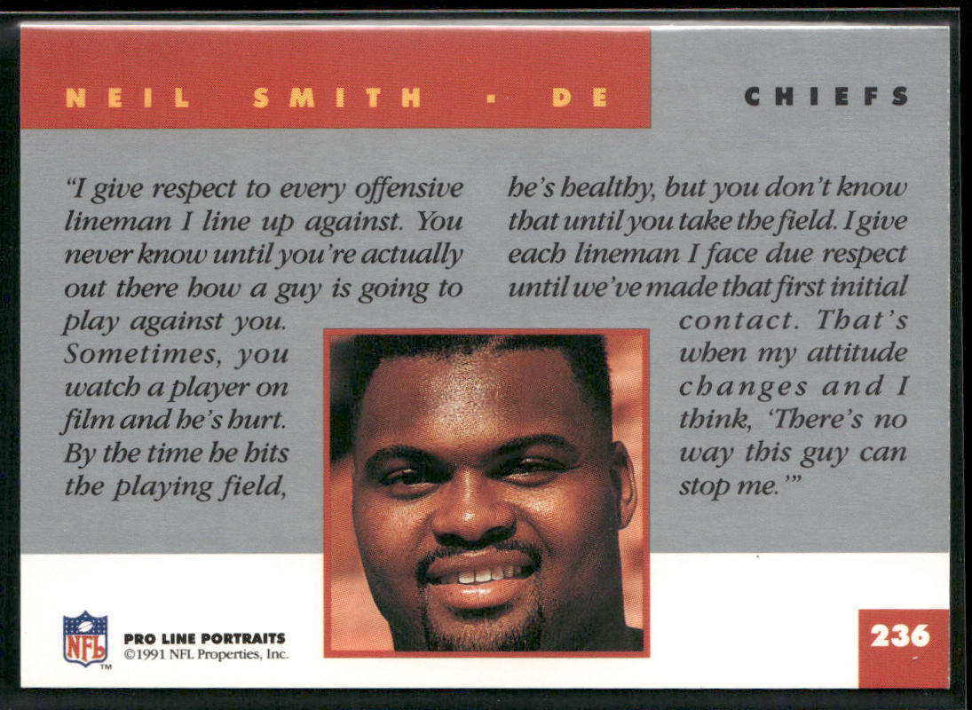 Neil Smith 1991 Pro Line Portraits #236 Kansas City Chiefs