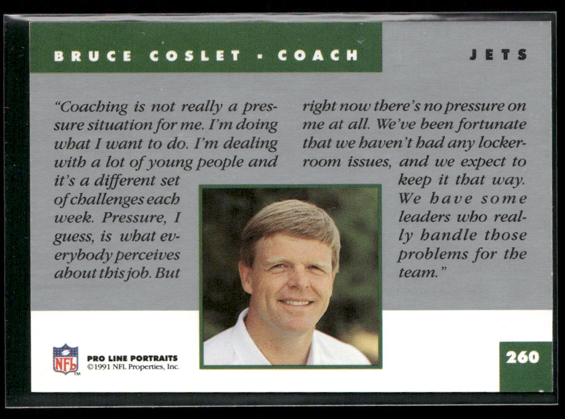 Bruce Coslet 1991 Pro Line Portraits #260 New York Jets