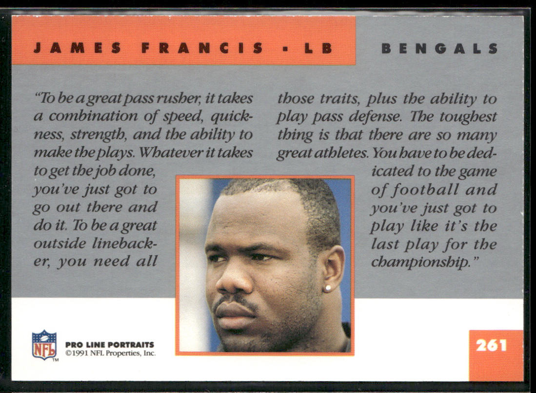 James Francis 1991 Pro Line Portraits #261 Cincinnati Bengals