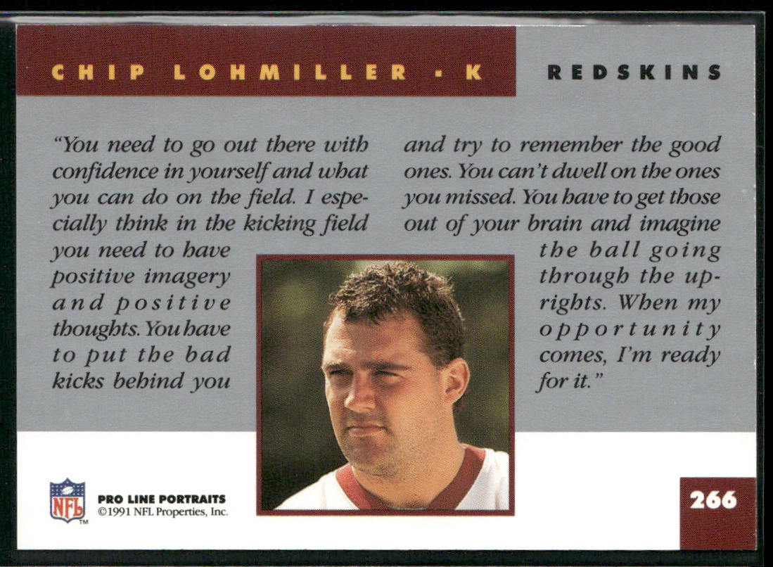 Chip Lohmiller 1991 Pro Line Portraits #266 Washington Redskins
