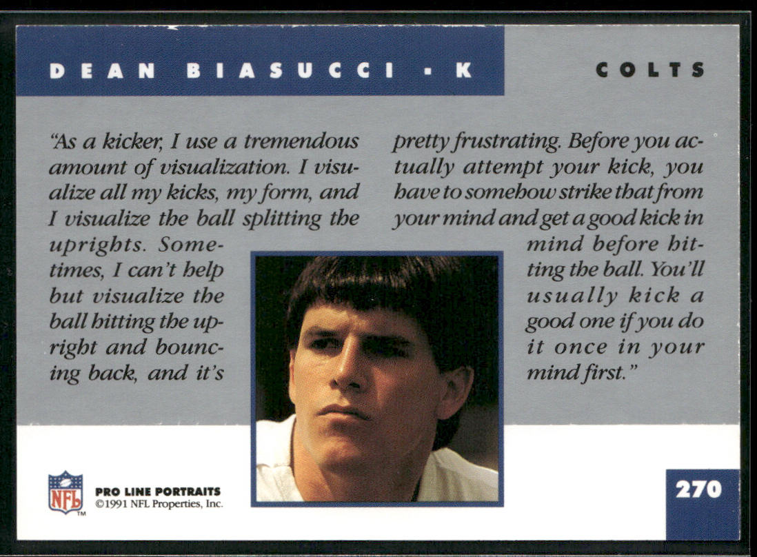 Dean Biasucci 1991 Pro Line Portraits #270 Indianapolis Colts