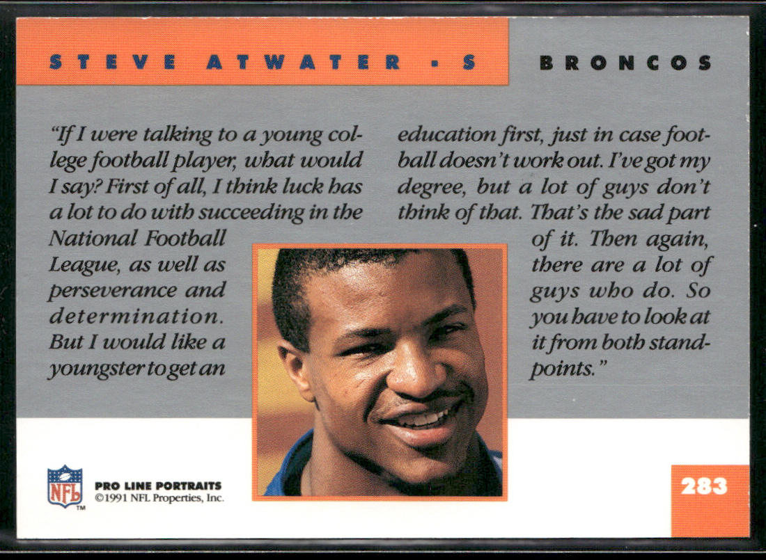Steve Atwater 1991 Pro Line Portraits #283 Denver Broncos