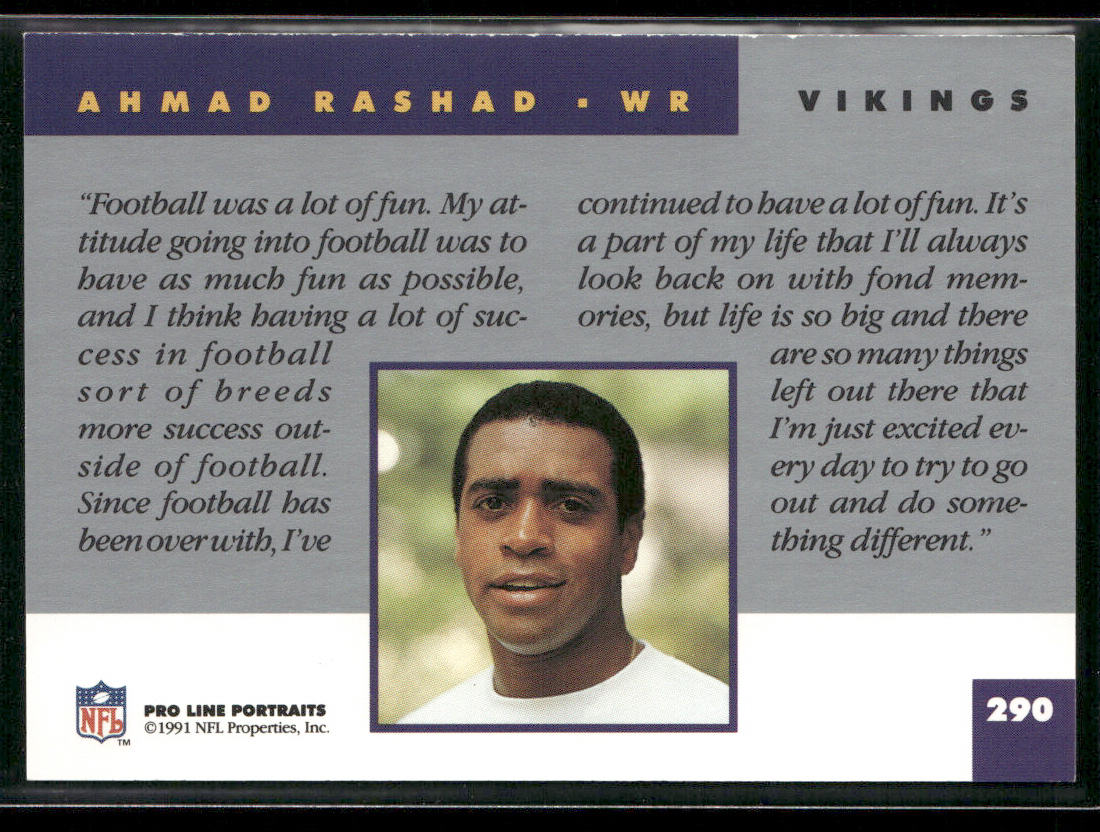 Ahmad Rashad 1991 Pro Line Portraits #290 Minnesota Vikings