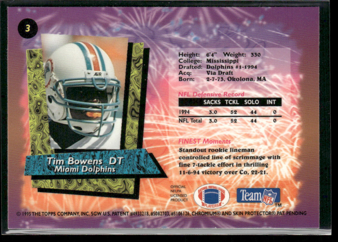 Tim Bowens 1995 Finest #3 Miami Dolphins