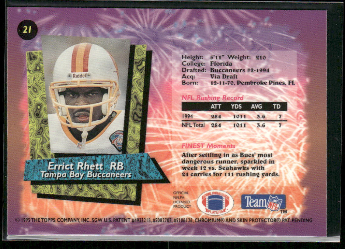 Errict Rhett 1995 Finest #21 Tampa Bay Buccaneers