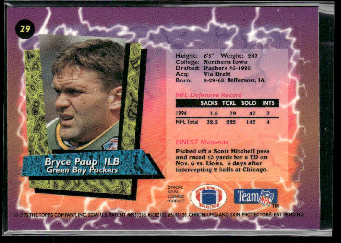 Bryce Paup 1995 Finest #29 Green Bay Packers