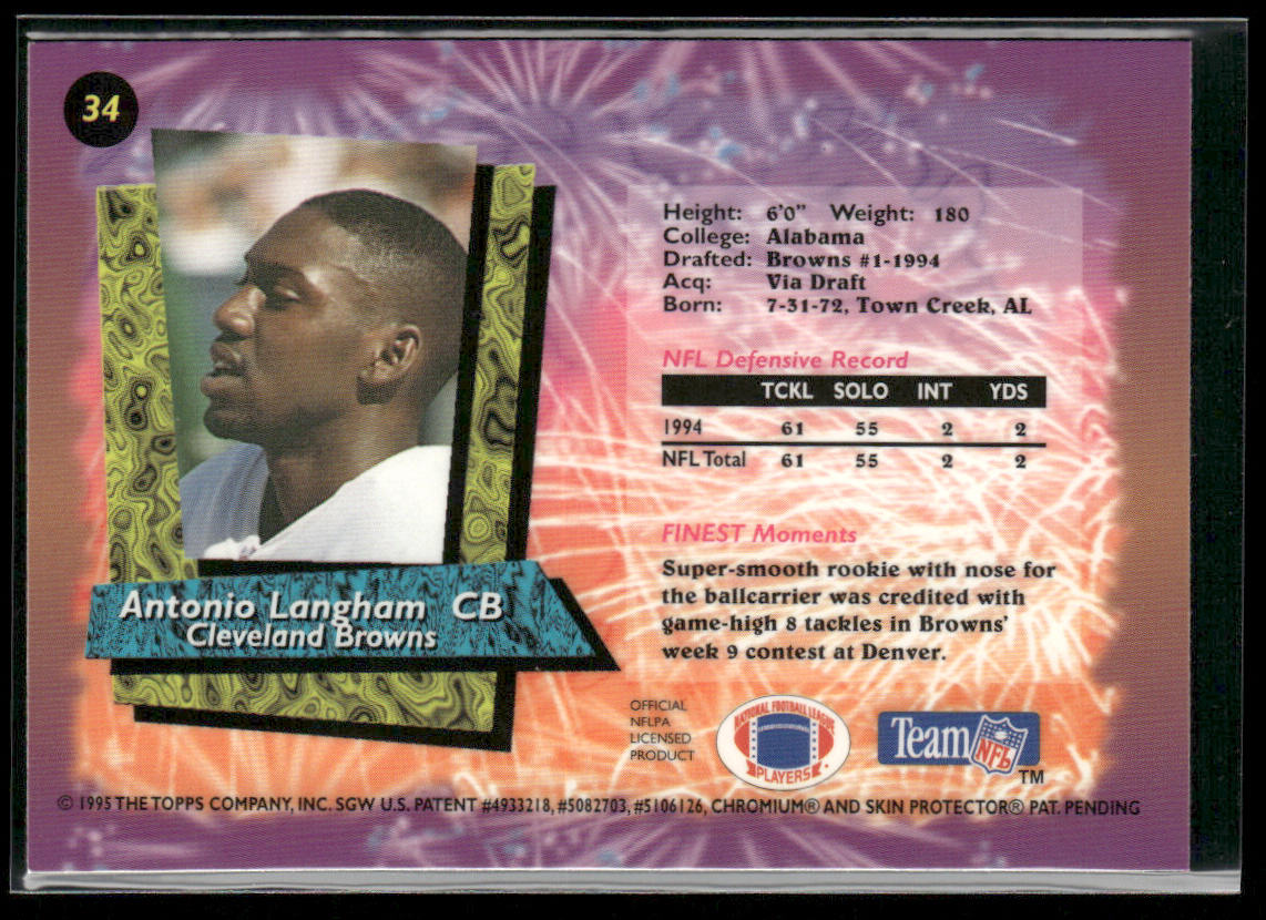 Antonio Langham 1995 Finest #34 Cleveland Browns