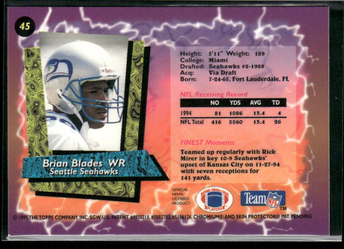 Brian Blades 1995 Finest #45 Seattle Seahawks