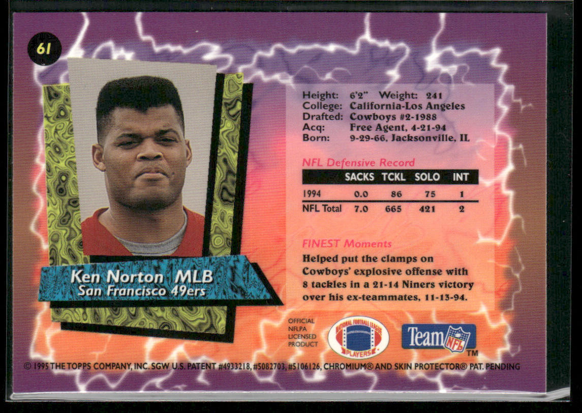 Ken Norton 1995 Finest #61 San Francisco 49ers
