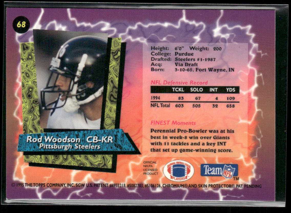 Rod Woodson 1995 Finest #68 Pittsburgh Steelers