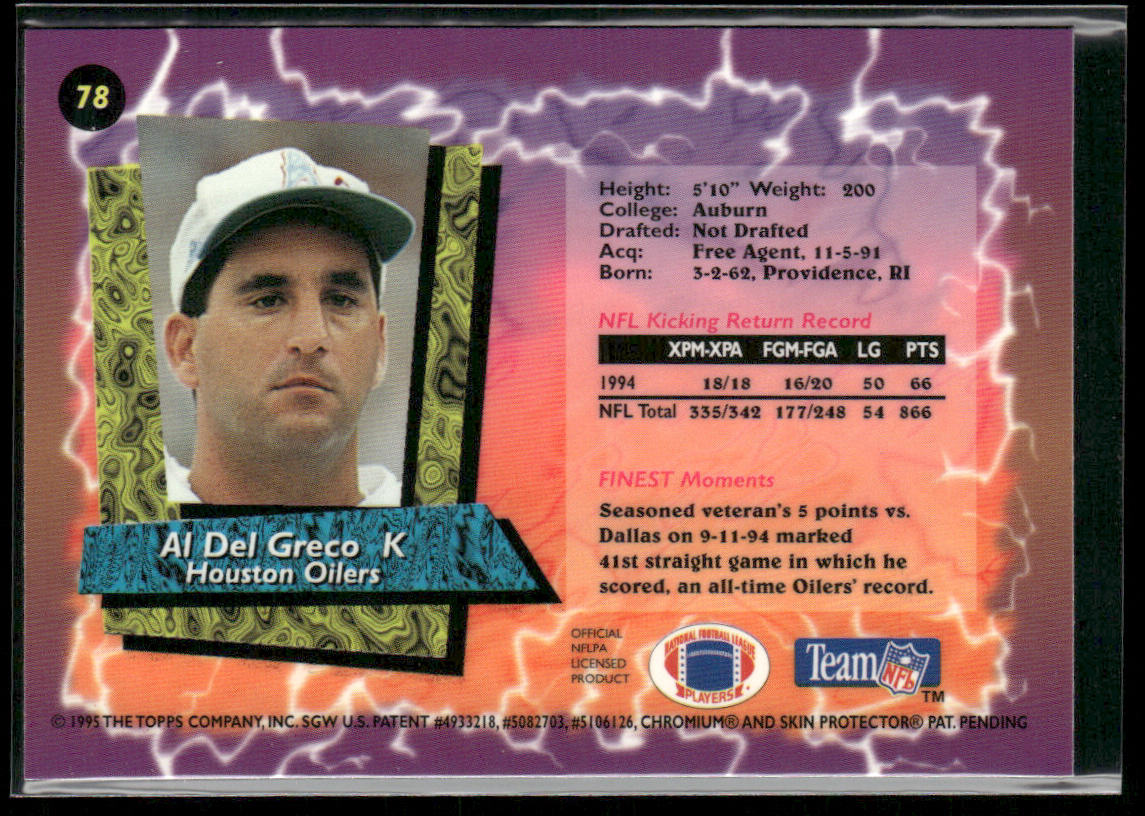 Al Del Greco 1995 Finest #78 Houston Oilers