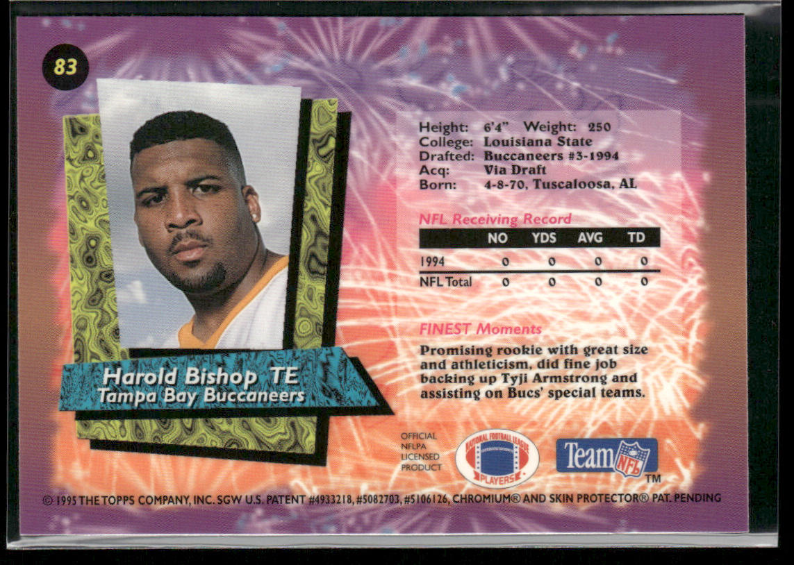 Harold Bishop 1995 Finest #83 Tampa Bay Buccaneers