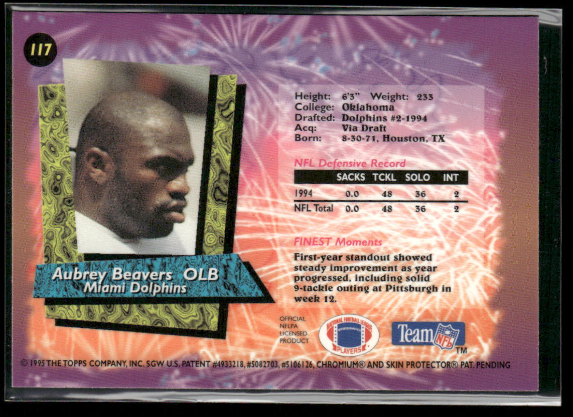 Aubrey Beavers 1995 Finest #117 Miami Dolphins