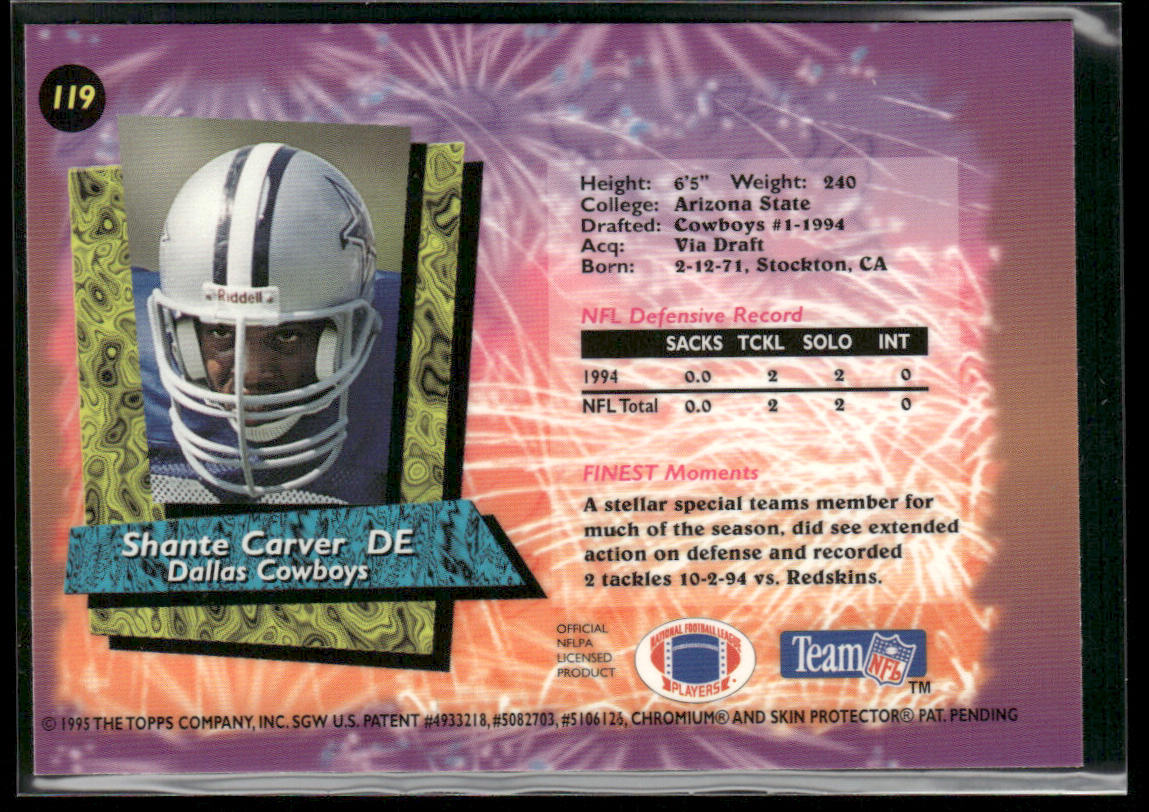 Shante Carver 1995 Finest #119 Dallas Cowboys