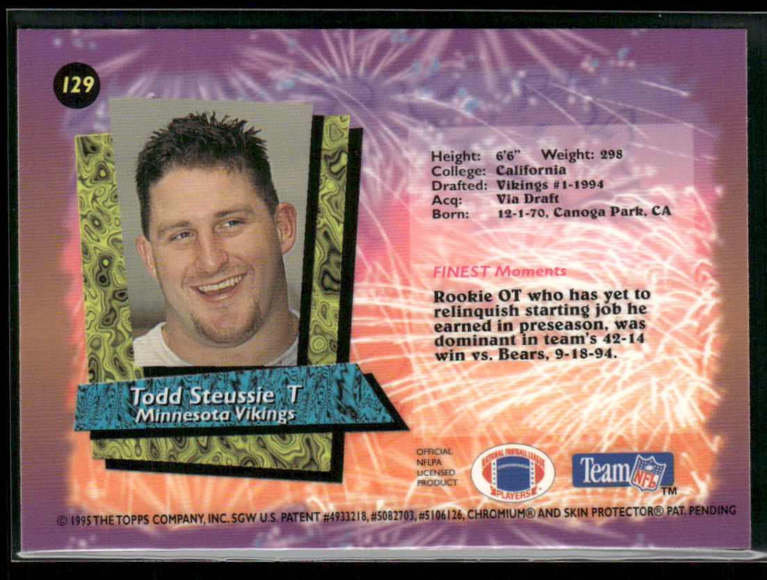 Todd Steussie 1995 Finest #129 Minnesota Vikings