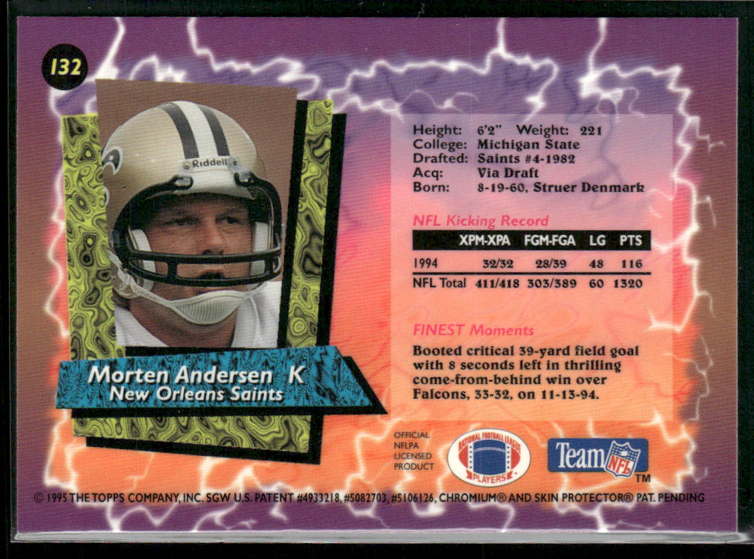 Morten Andersen 1995 Finest #132 New Orleans Saints