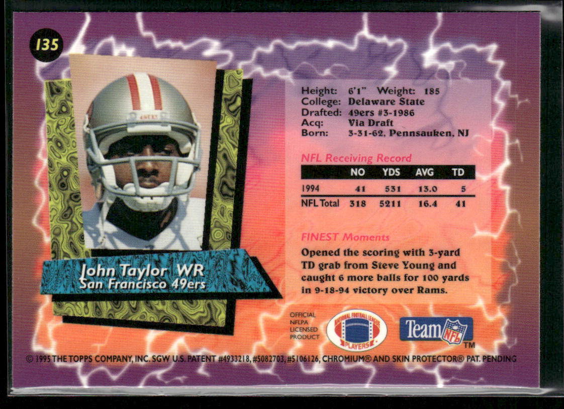 John Taylor 1995 Finest #135 San Francisco 49ers