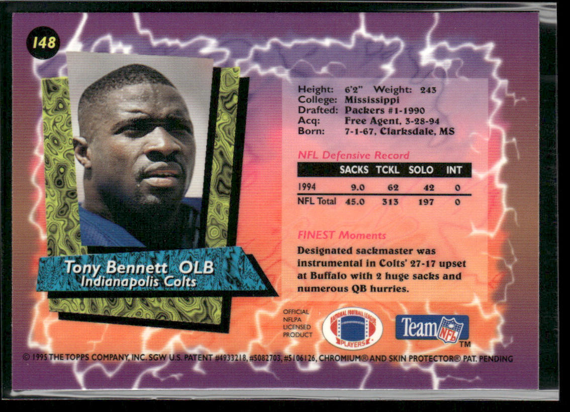 Tony Bennett 1995 Finest #148 Indianapolis Colts