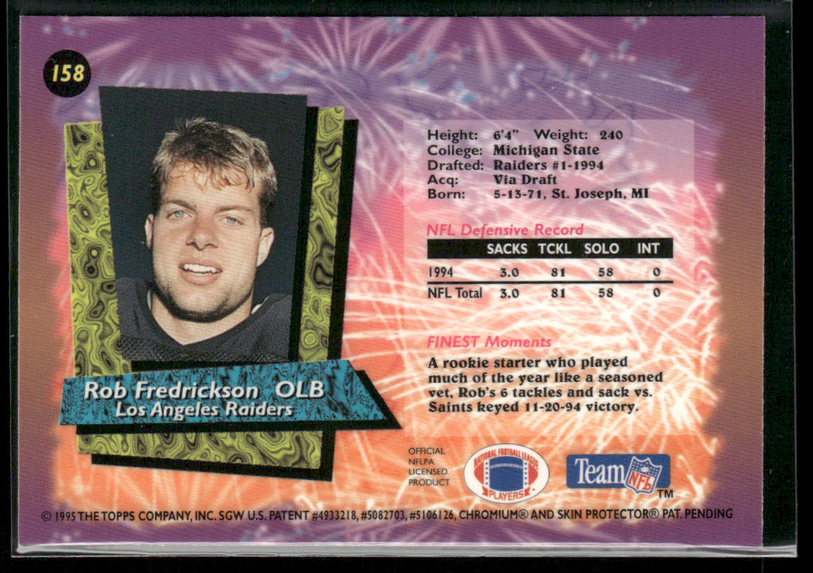 Rob Fredrickson 1995 Finest #158 Los Angeles Raiders