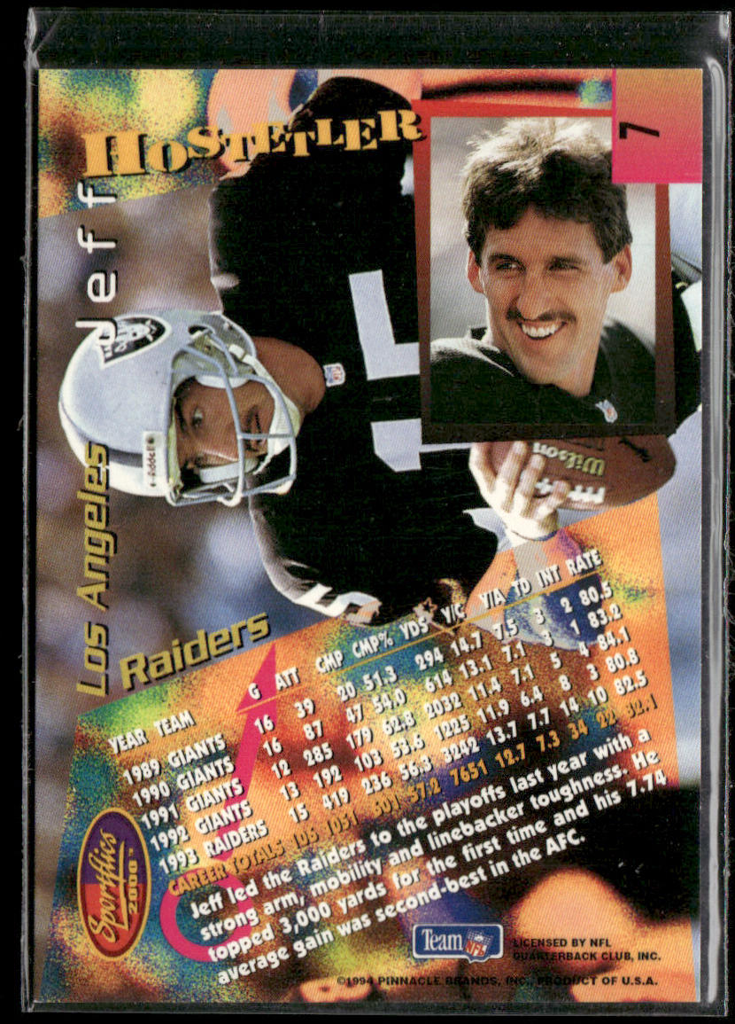 Jeff Hostetler 1994 Sportflics #7 Los Angeles Raiders