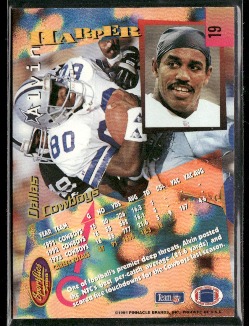 Alvin Harper 1994 Sportflics #19 Dallas Cowboys