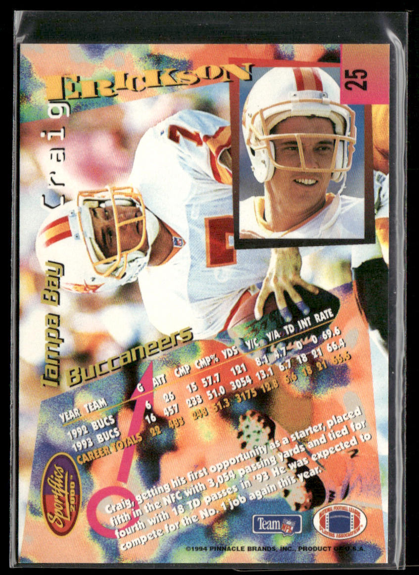 Craig Erickson 1994 Sportflics #25 Tampa Bay Buccaneers