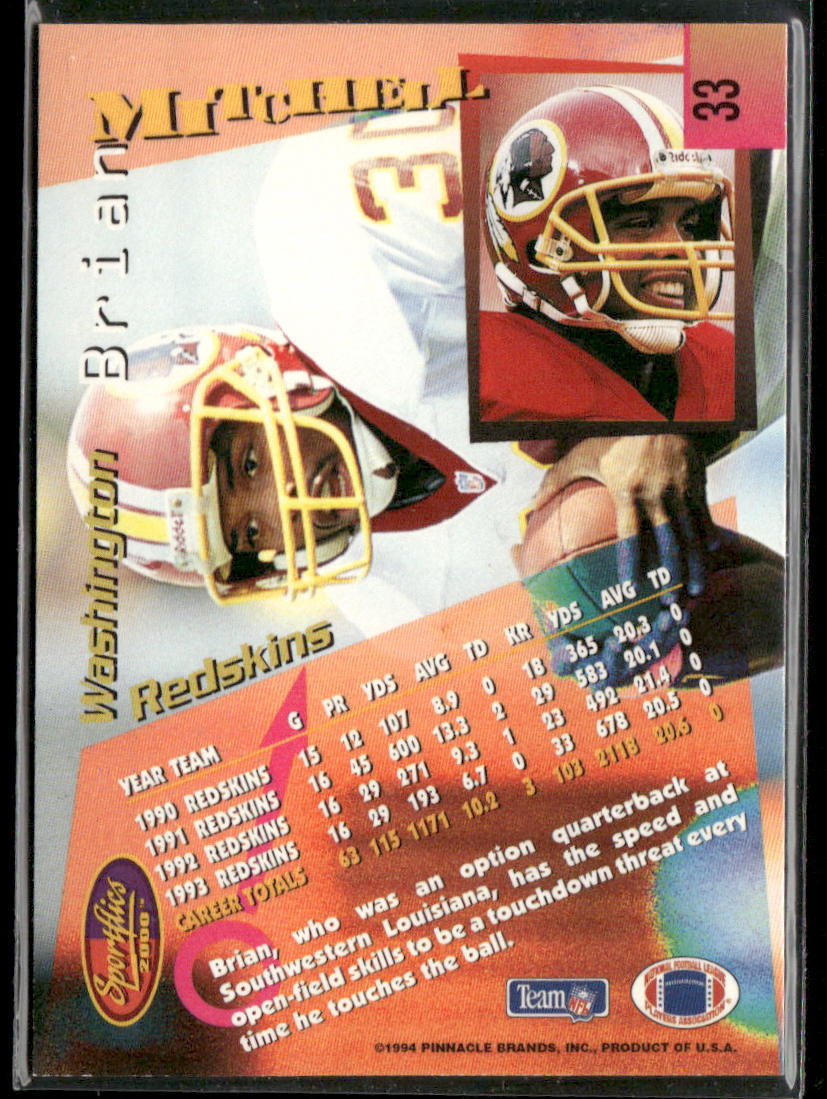 Brian Mitchell 1994 Sportflics #33 Washington Redskins