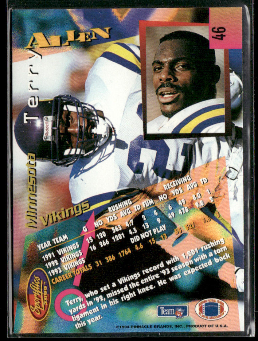 Terry Allen 1994 Sportflics #46 Minnesota Vikings