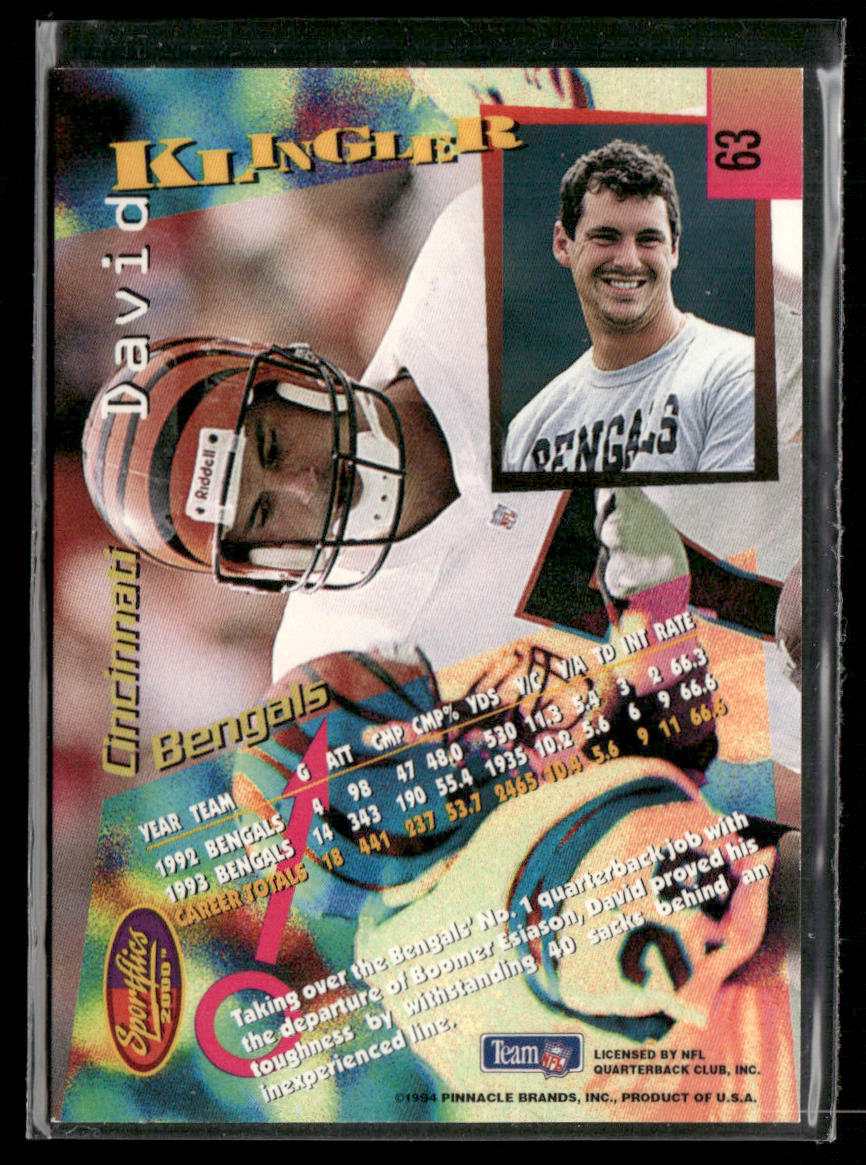 David Klingler 1994 Sportflics #63 Cincinnati Bengals