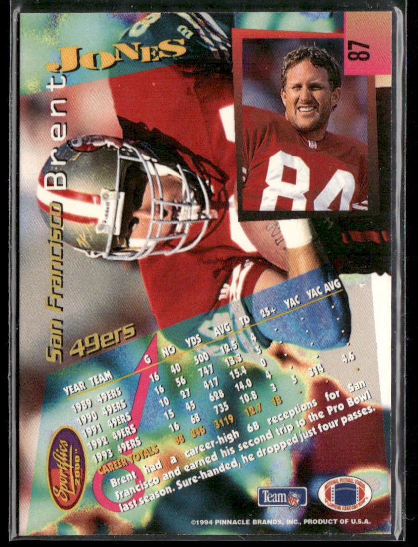 Brent Jones 1994 Sportflics #87 San Francisco 49ers