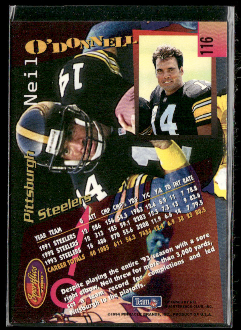 Neil O'Donnell 1994 Sportflics #116 Pittsburgh Steelers