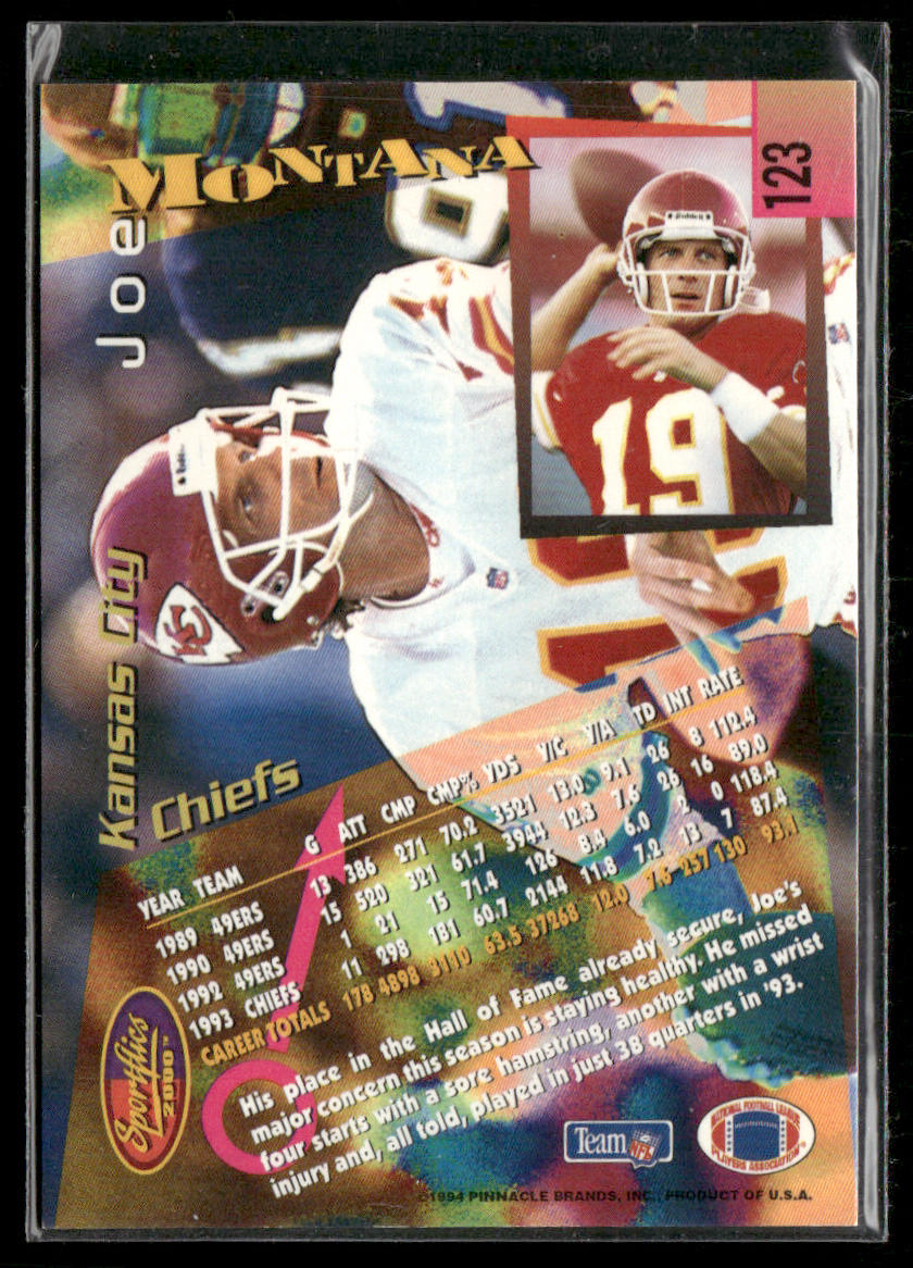 Joe Montana 1994 Sportflics #123 Kansas City Chiefs