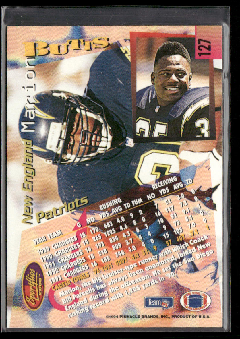 Marion Butts 1994 Sportflics #127 New England Patriots